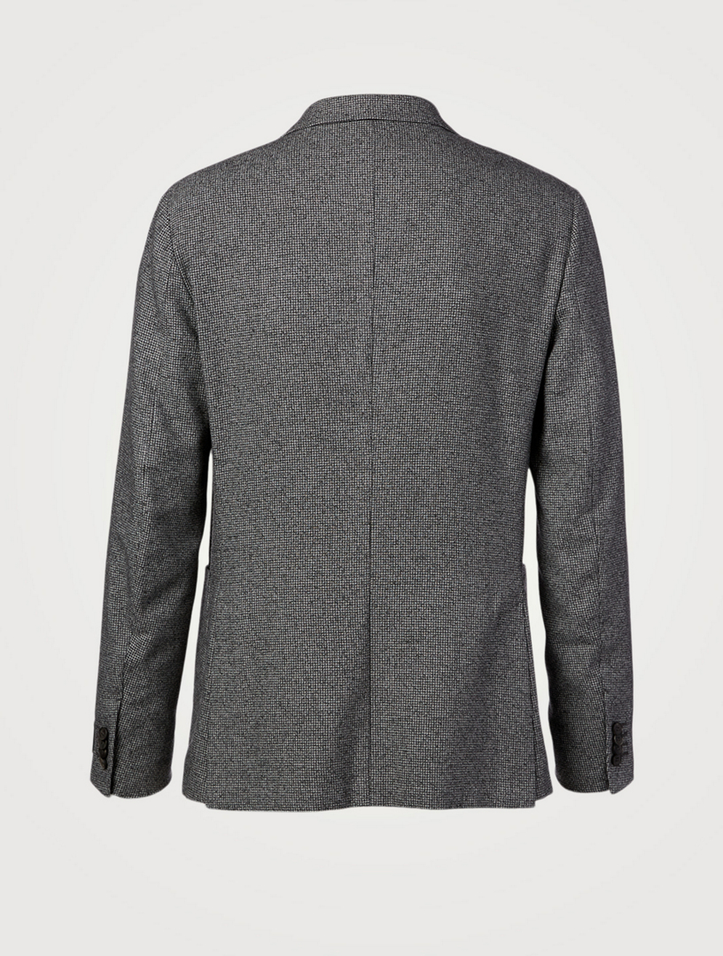Single-Breasted Jacket Micro Grid Print