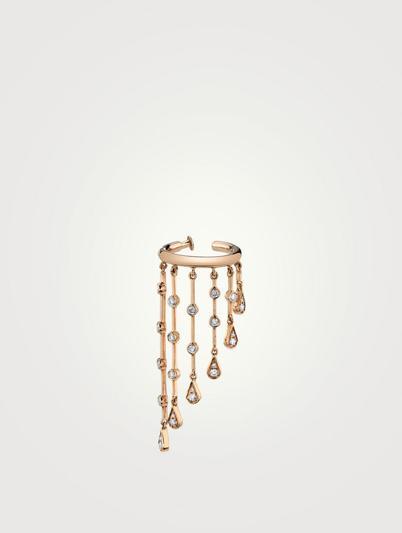 18K Rose Gold Ear Cuff With Diamonds