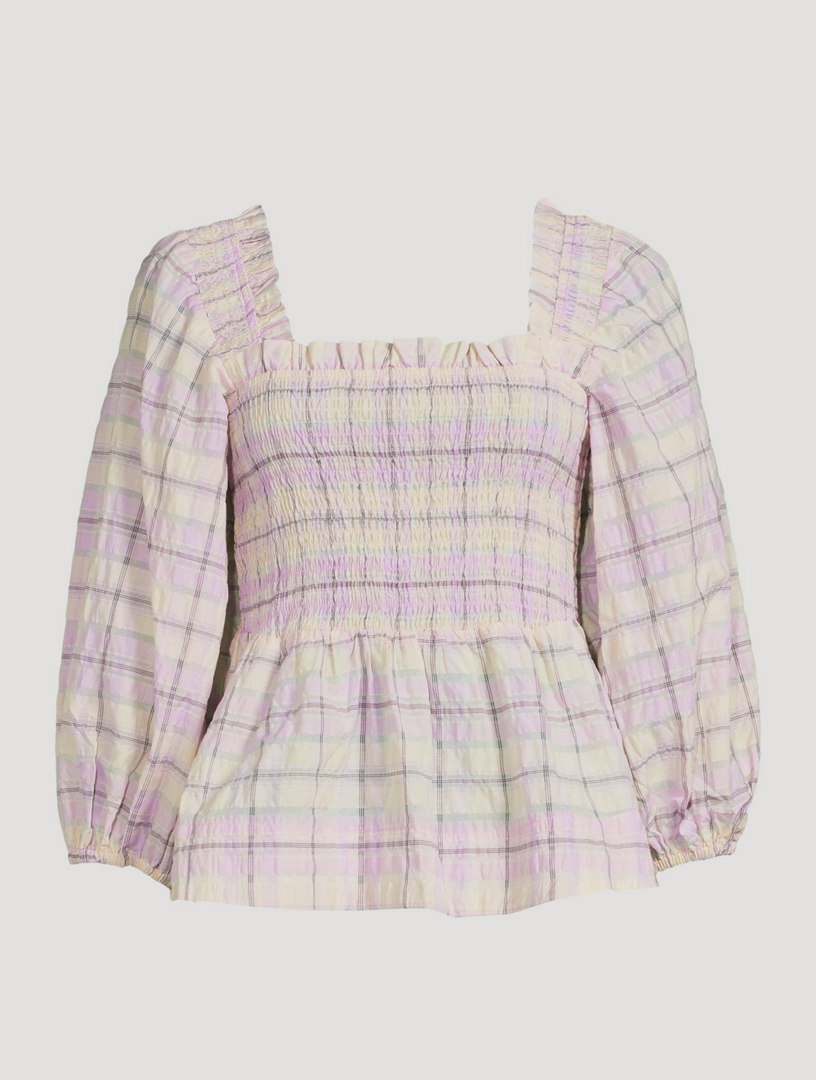 Seersucker Check Smock Top