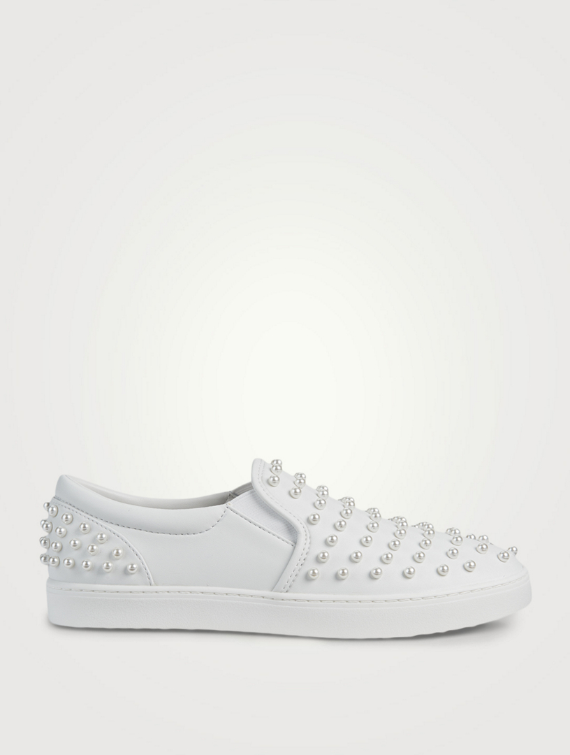 Slip fashion on sneakers with pearls