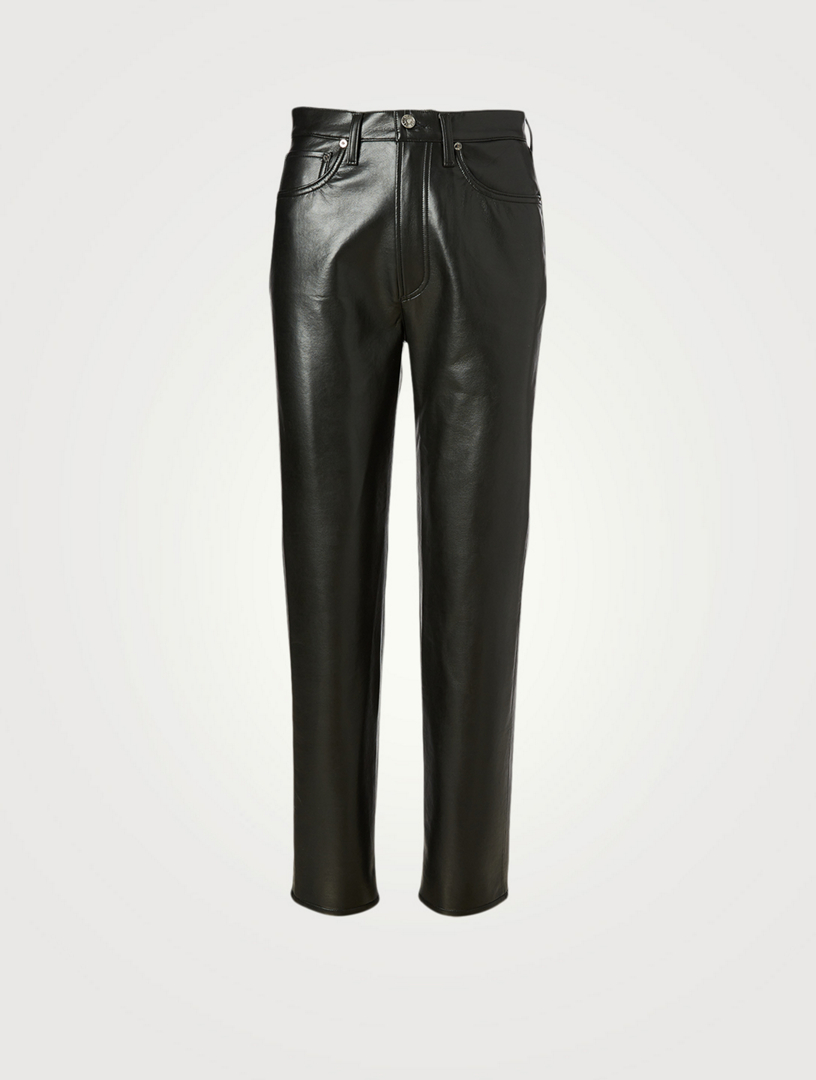 Black 90s Pinch recycled-leather trousers, Agolde