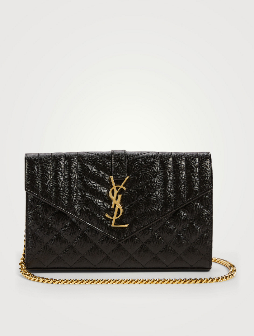 Saint Laurent Monogram Quilted Leather Chain Wallet