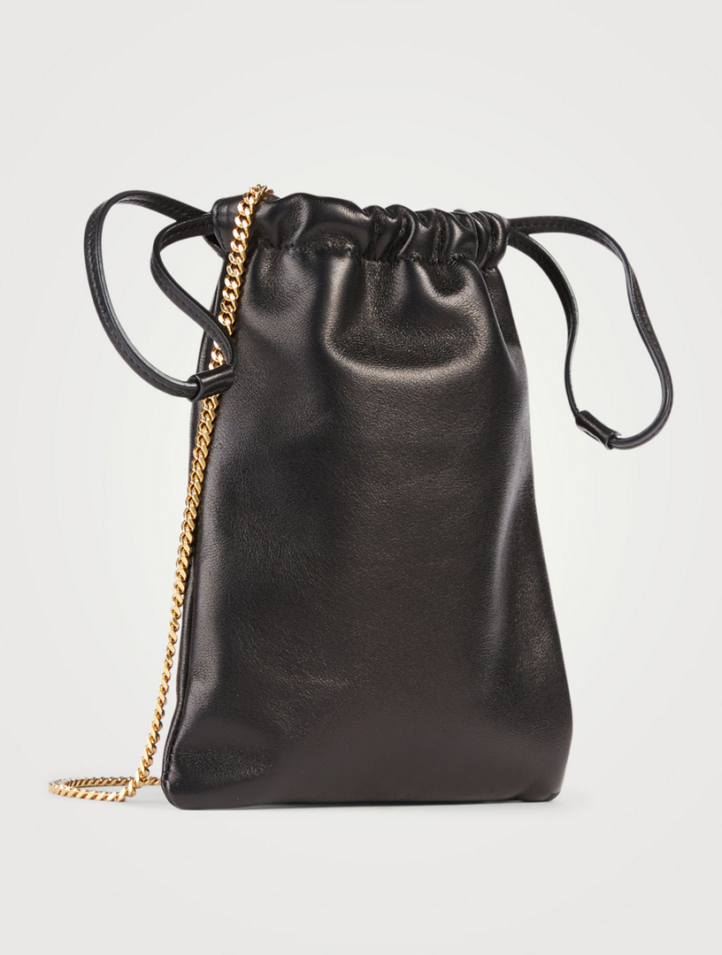 Drawstring on sale leather bag