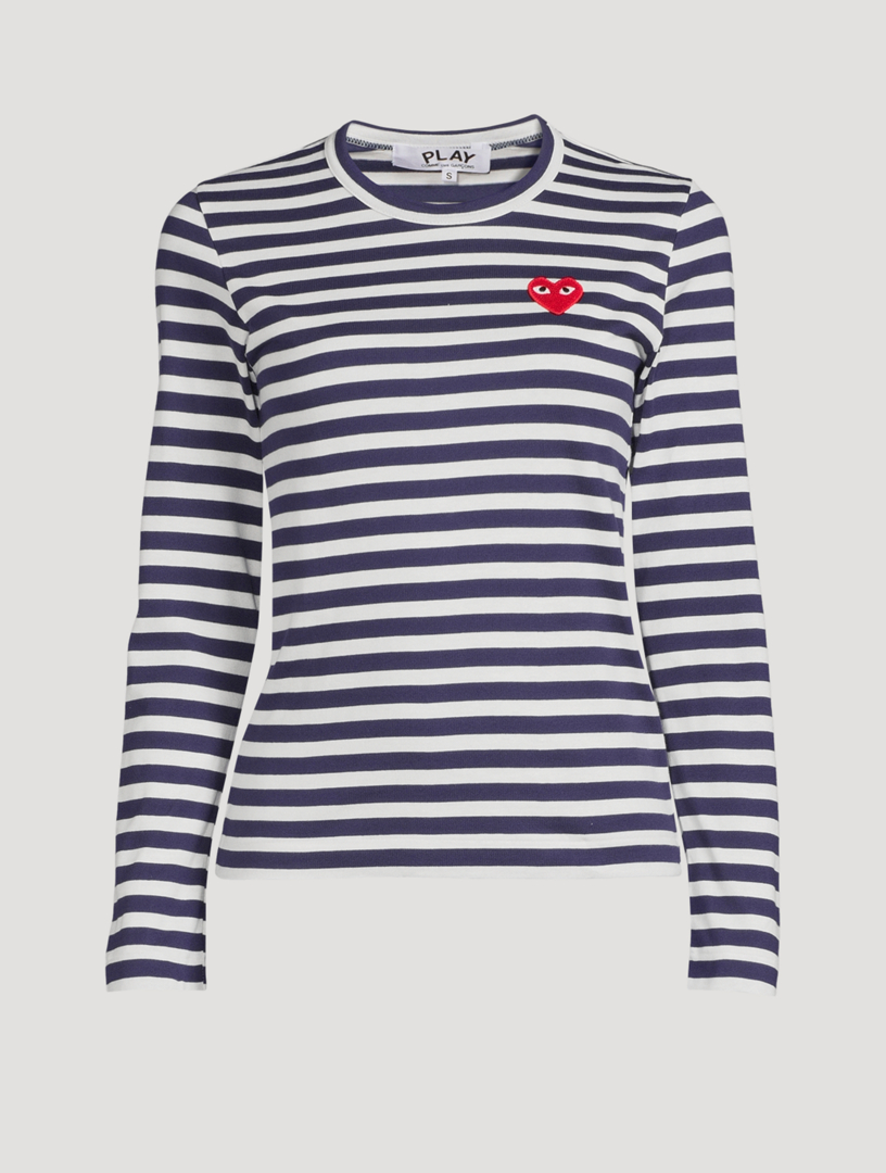 COMME DES GARÇONS PLAY Heart Long-Sleeve T-Shirt In Stripe | Holt