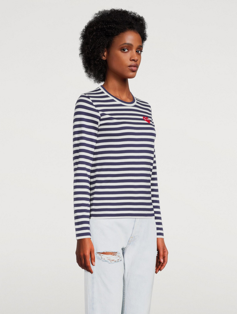 COMME DES GARÇONS PLAY Heart Long-Sleeve T-Shirt In Stripe | Holt