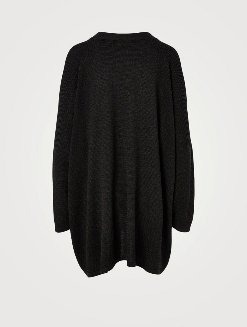 Silk V-Neck Long Cardigan