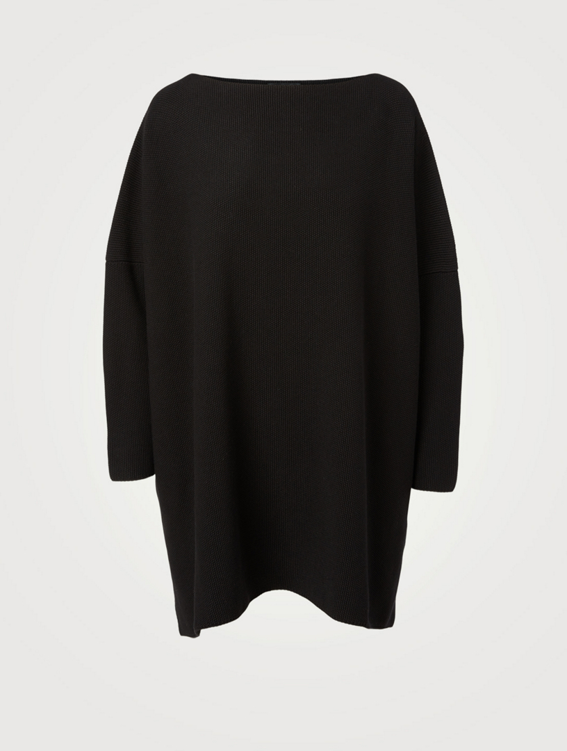 Cotton Boxy Top With Slim-Sleeves