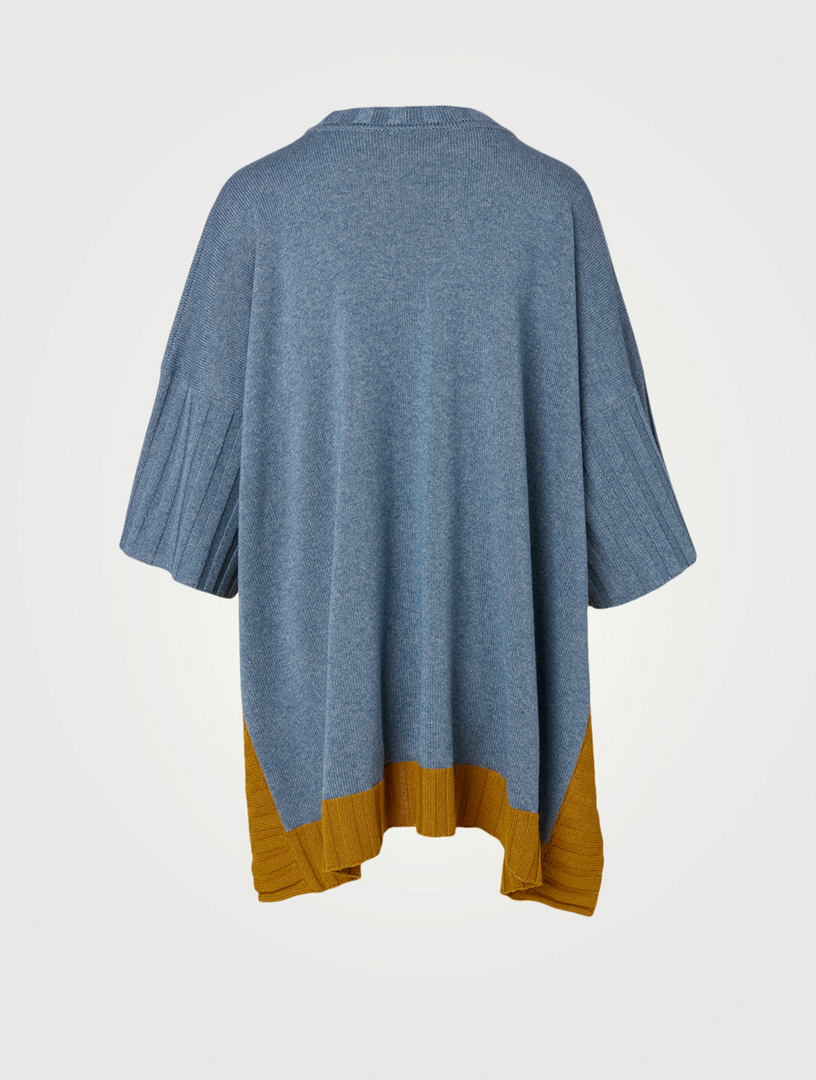 Silk And Cashmere Long Poncho Sweater