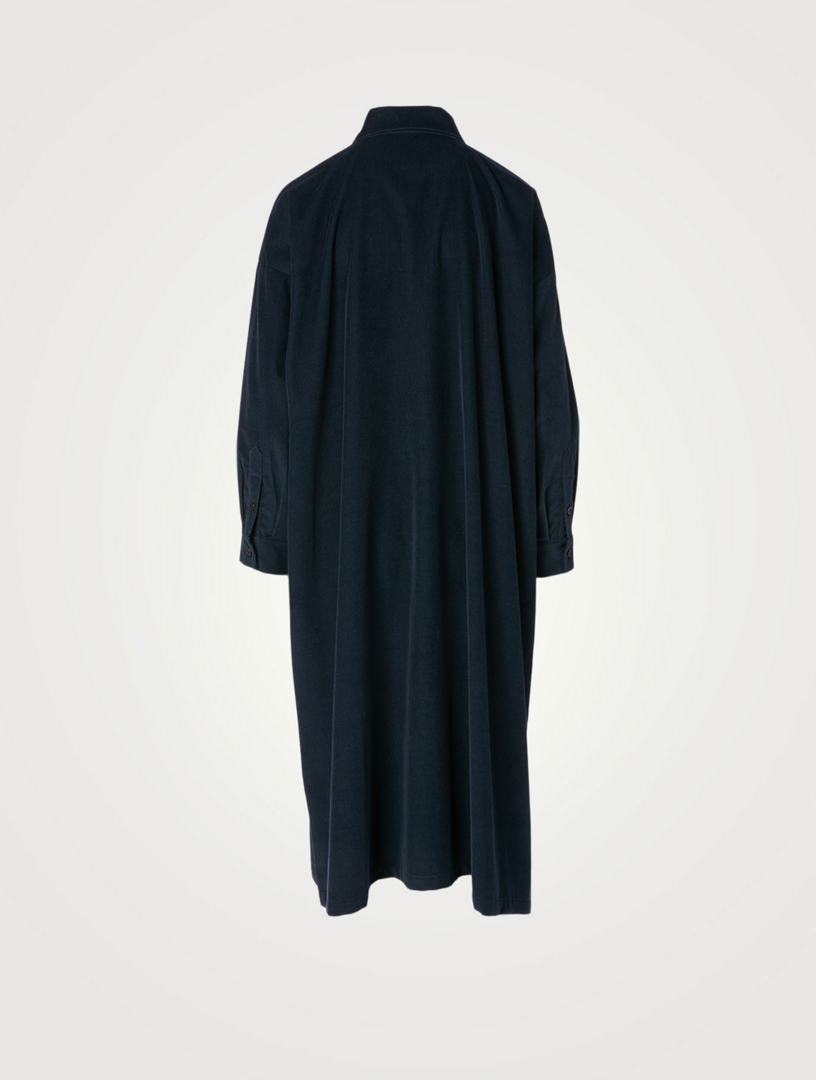 Corduroy Wide A-Line Shirt Dress