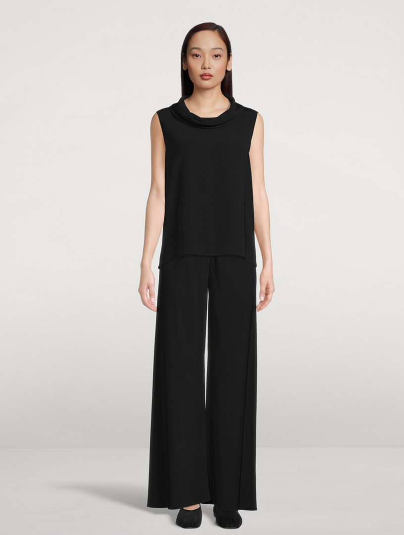 Gala Pants Black in Viscose and Virgin Wool – The Row