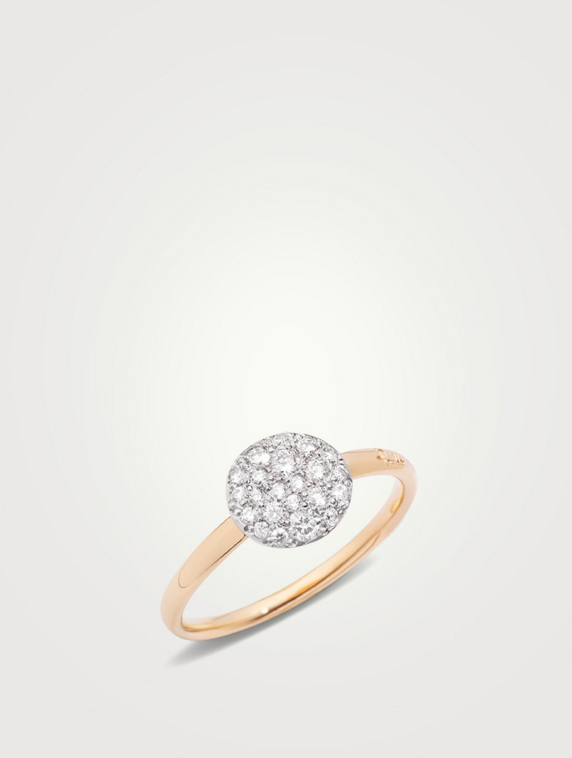 Sabbia 18K Rose Gold Ring With Diamonds