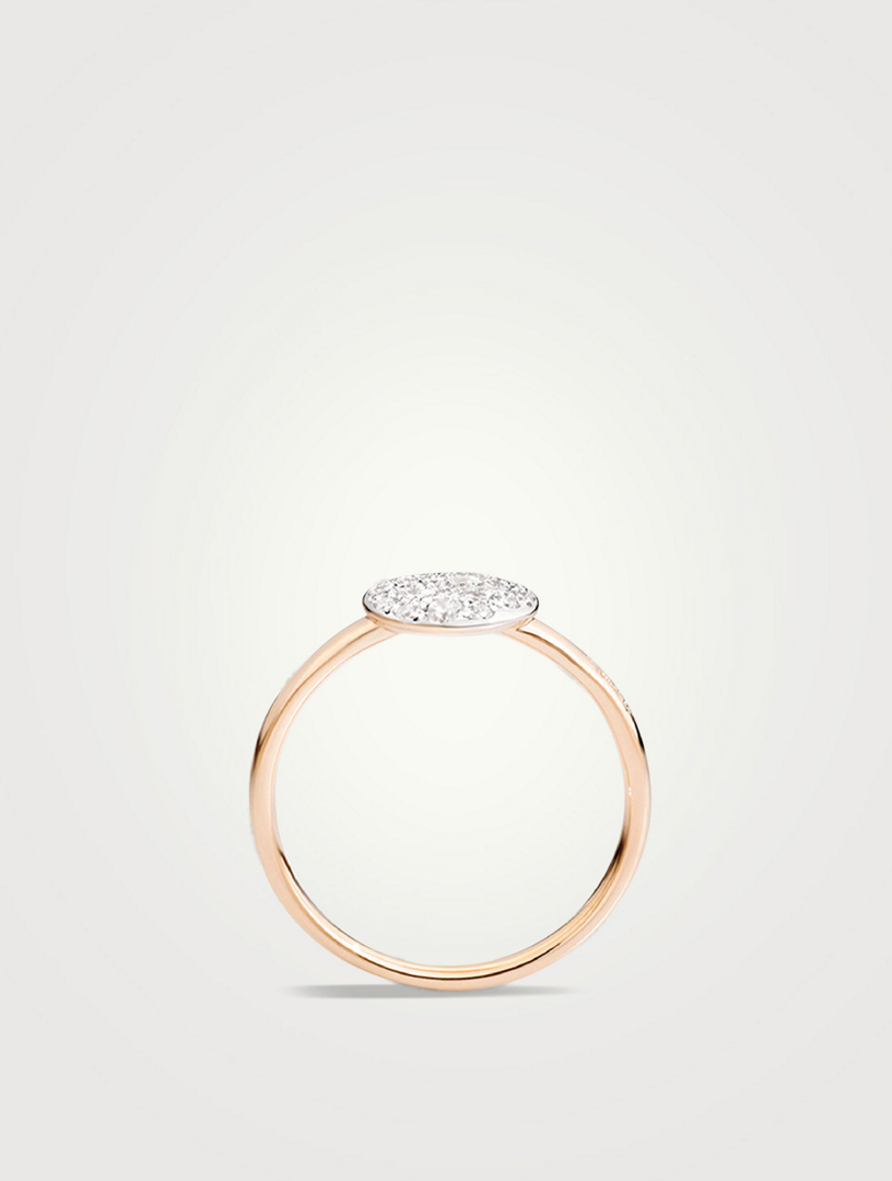 Sabbia 18K Rose Gold Ring With Diamonds