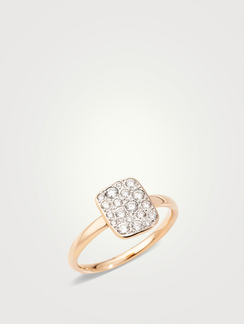 Sabbia 18K Rose Gold Ring With Diamonds