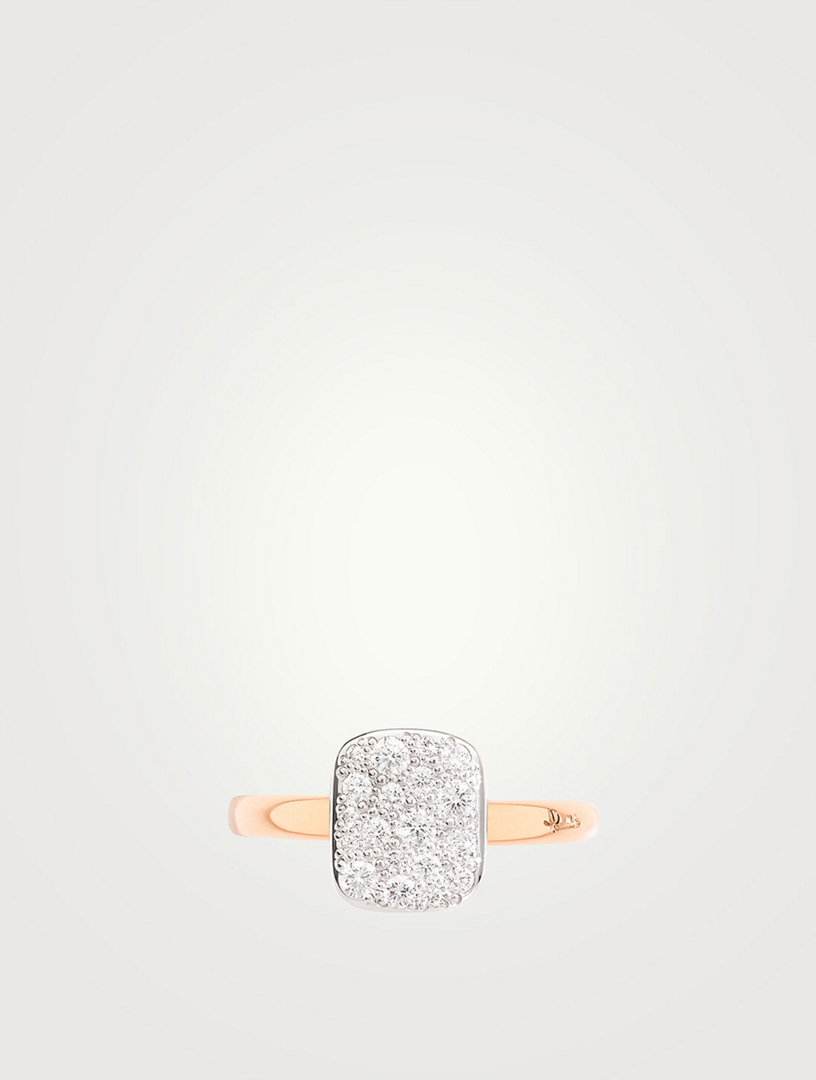 Sabbia 18K Rose Gold Ring With Diamonds