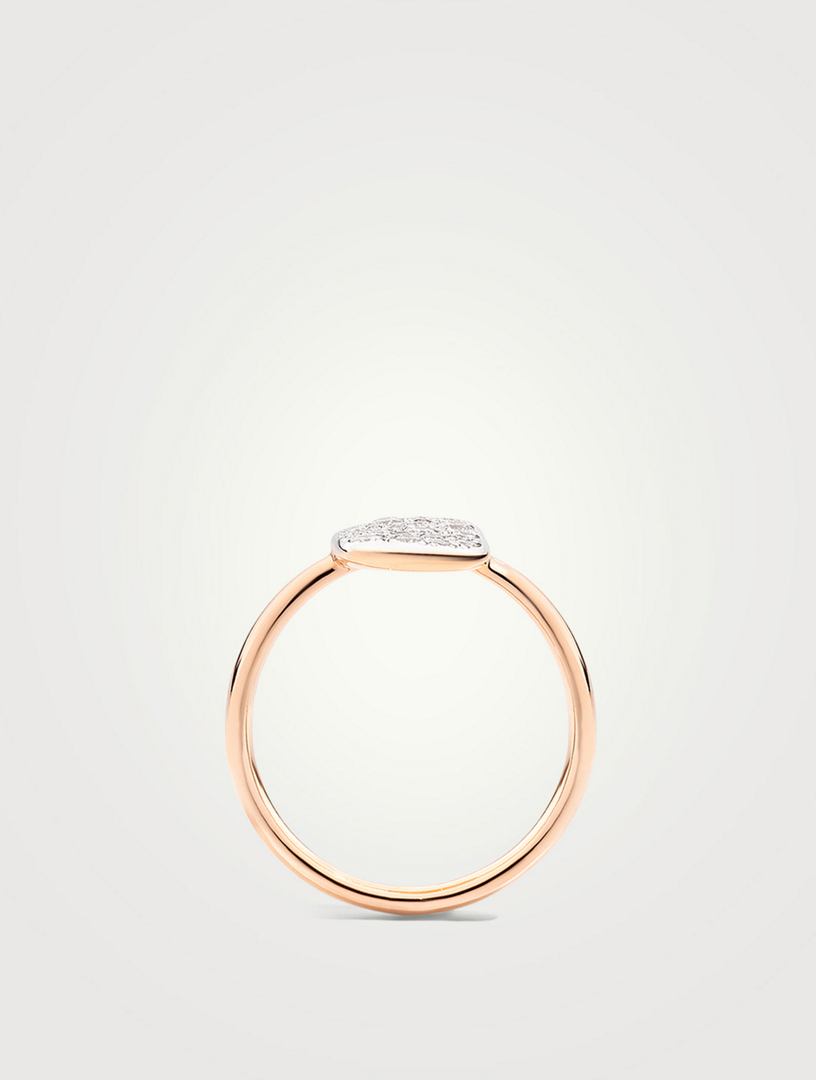 Sabbia 18K Rose Gold Ring With Diamonds