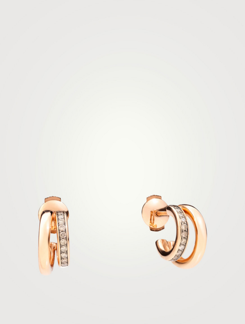 Iconica 18K Rose Gold Double Hoop Earrings With Diamonds