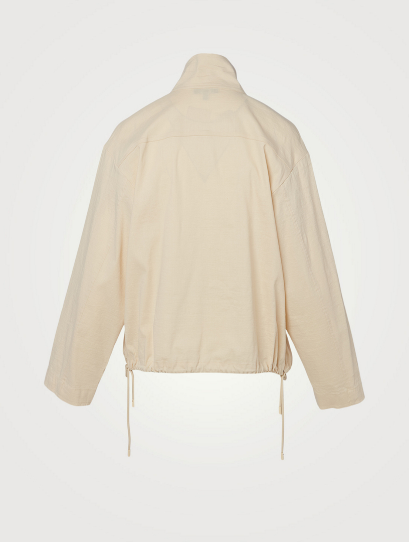 Linen-Blend Utility Anorak Jacket