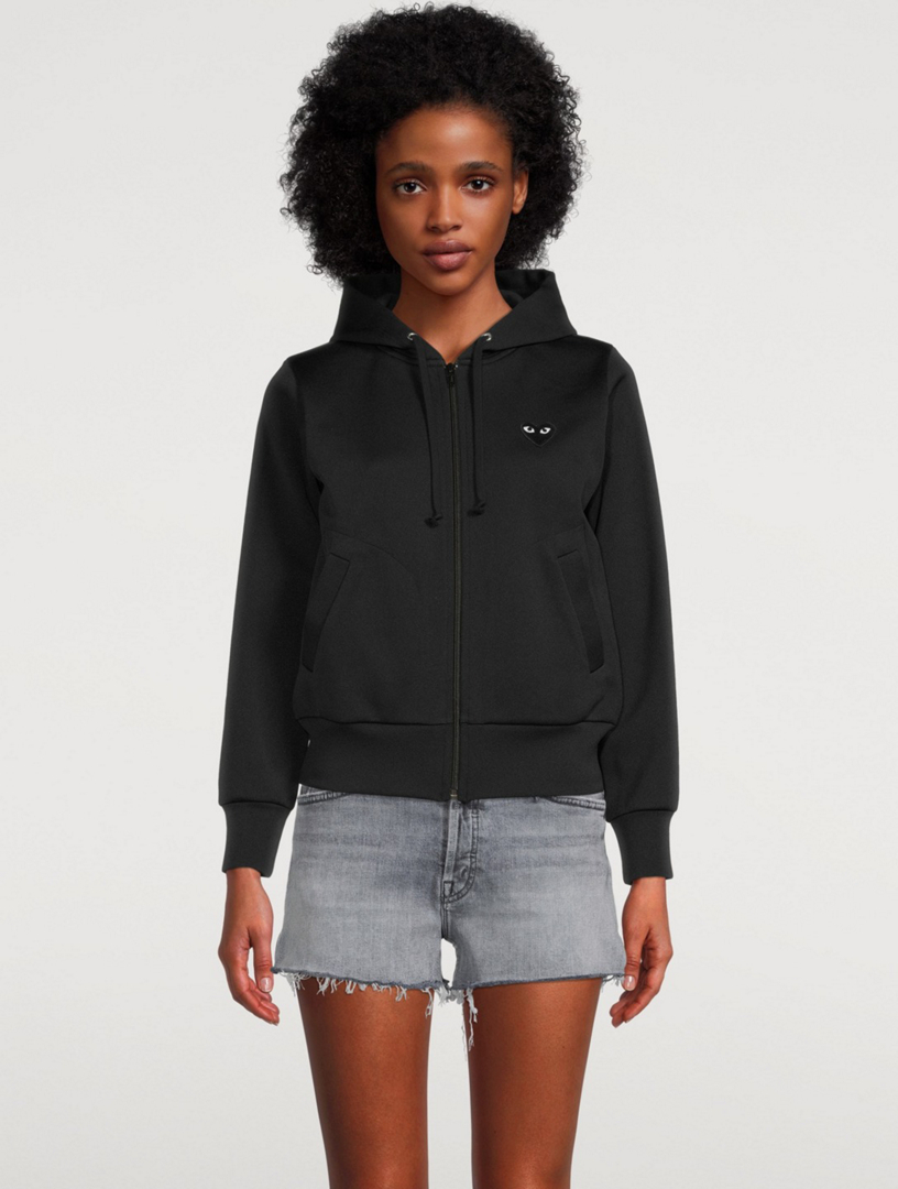 COMME DES GARÇONS PLAY Zip Hoodie With Embroidered Heart | Holt Renfrew