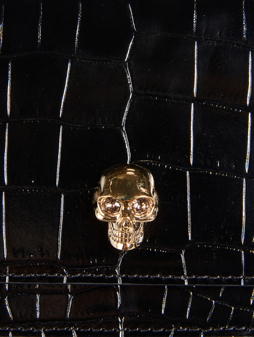 ALEXANDER McQUEEN c.2014 Skull Padlock Croc Embossed Leather