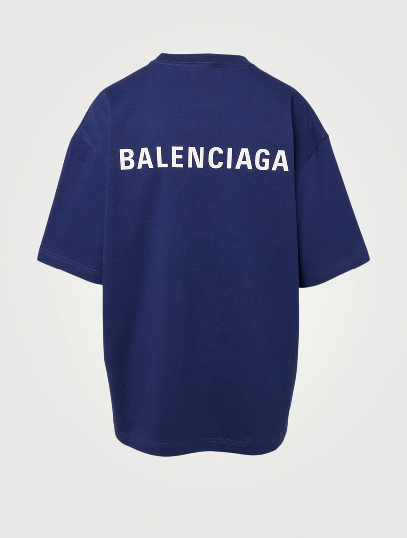Tシャツ・カットソー BALENCIAGA FW25 Balenciaga Shirts Blue (839277 TSM148209) BALENCIAGA Logo Medium Fit T-Shirt | Holt Renfrew