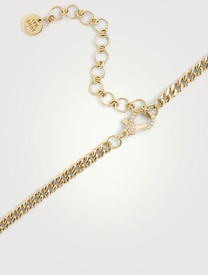 18K Gold Evil Eye Link Necklace With Diamonds