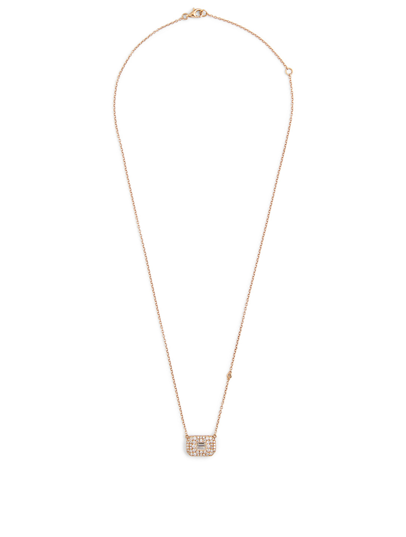 18K Rose Gold Pendant Necklace With Diamonds