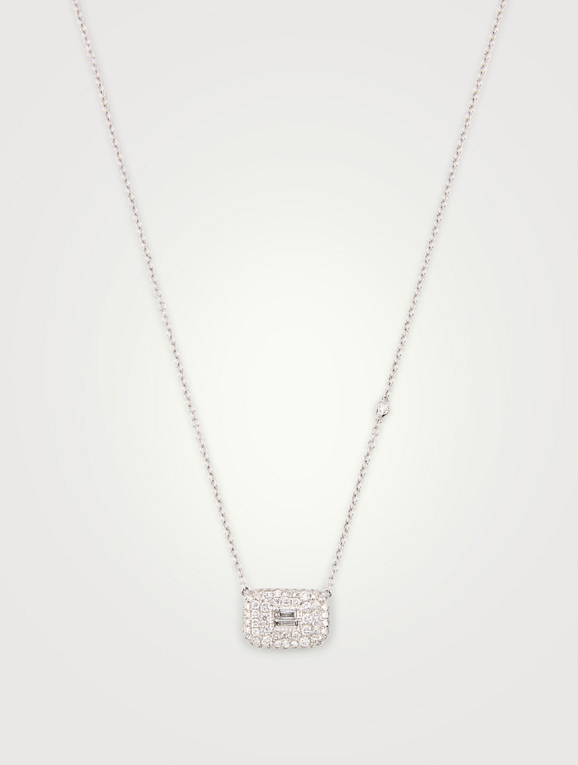 18K White Gold Pendant Necklace With Diamonds