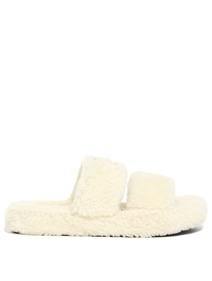 CELINE Shearling Slide Sandals | Holt Renfrew