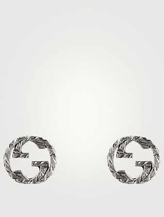 GUCCI Interlocking G Sterling Silver Earrings  Metallic