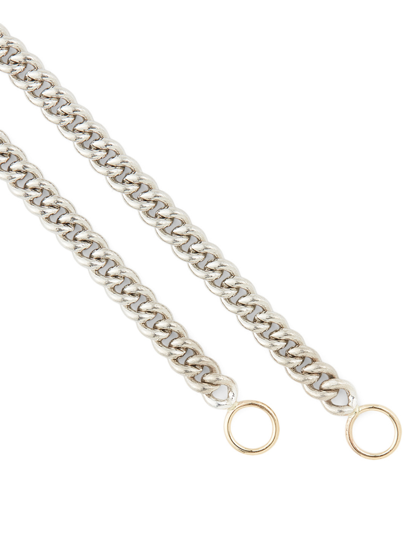 Sterling Silver Heavy Curb Chain With Gold Loops