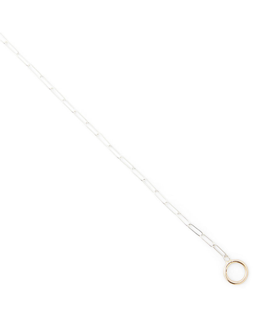 Sterling Silver Square Link Chain With Gold Loops