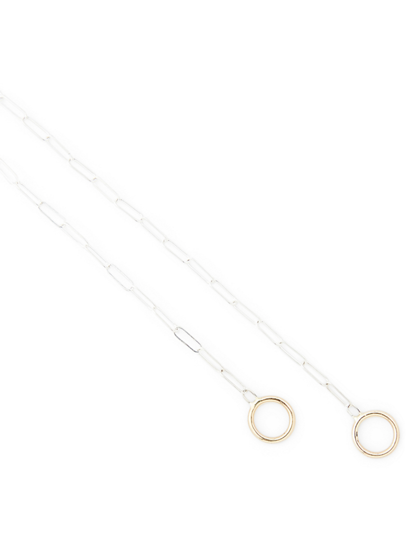 Sterling Silver Square Link Chain With Gold Loops