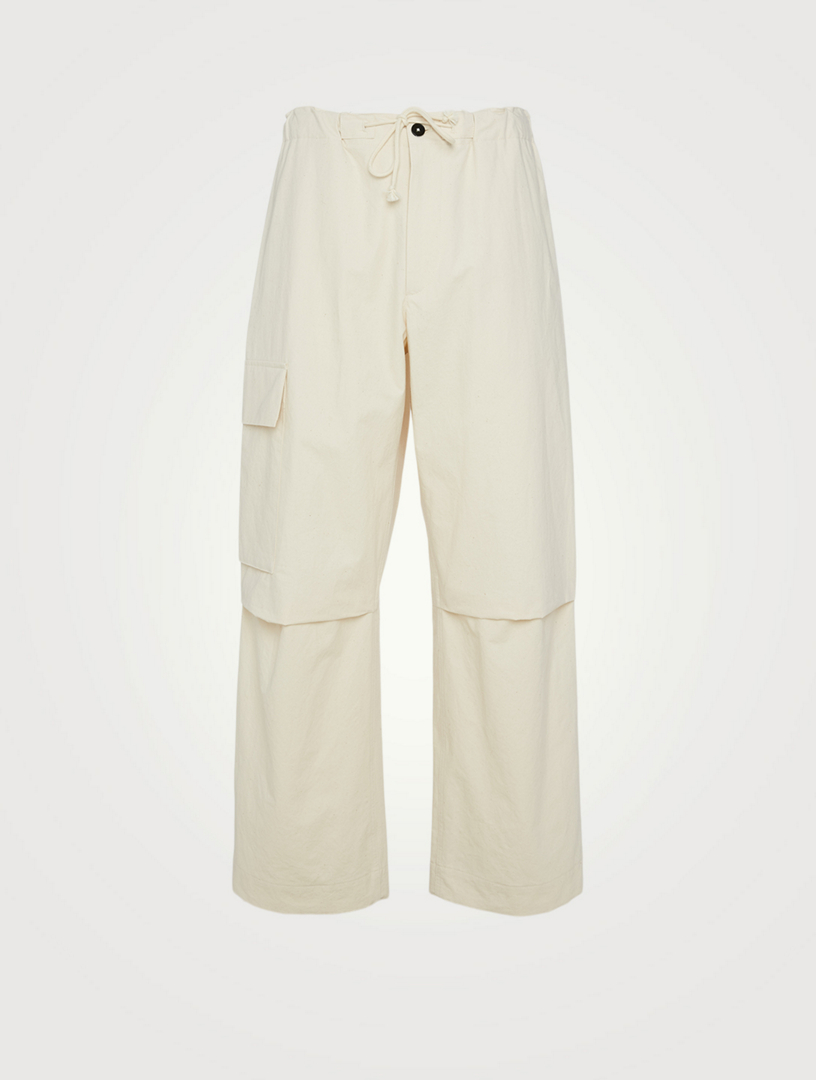 Washed And Textured Cotton Cargo Pants