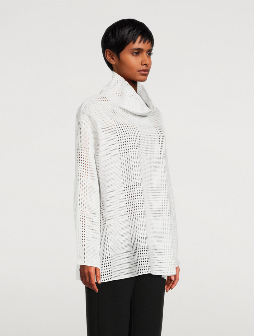 Wool Ajouré Tunic Blouse