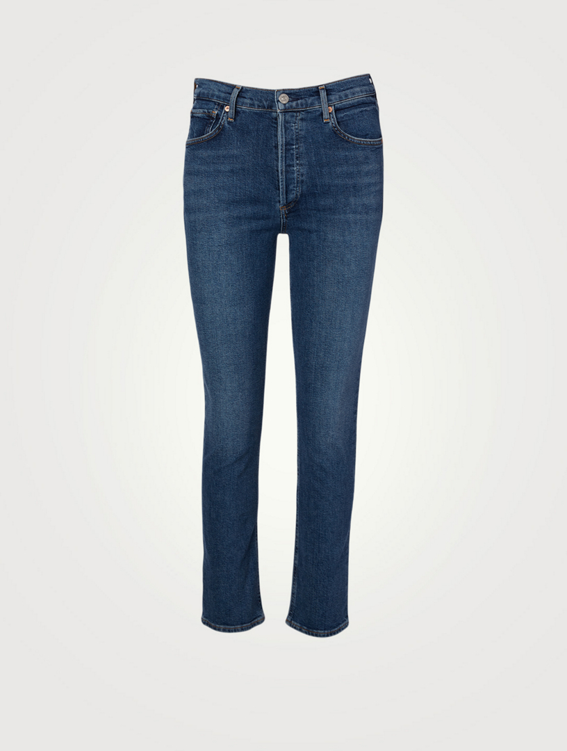 High-waisted Straight Jeans - Blue