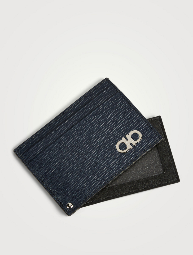 Gancini Leather Card Holder With Pull Out ID Window