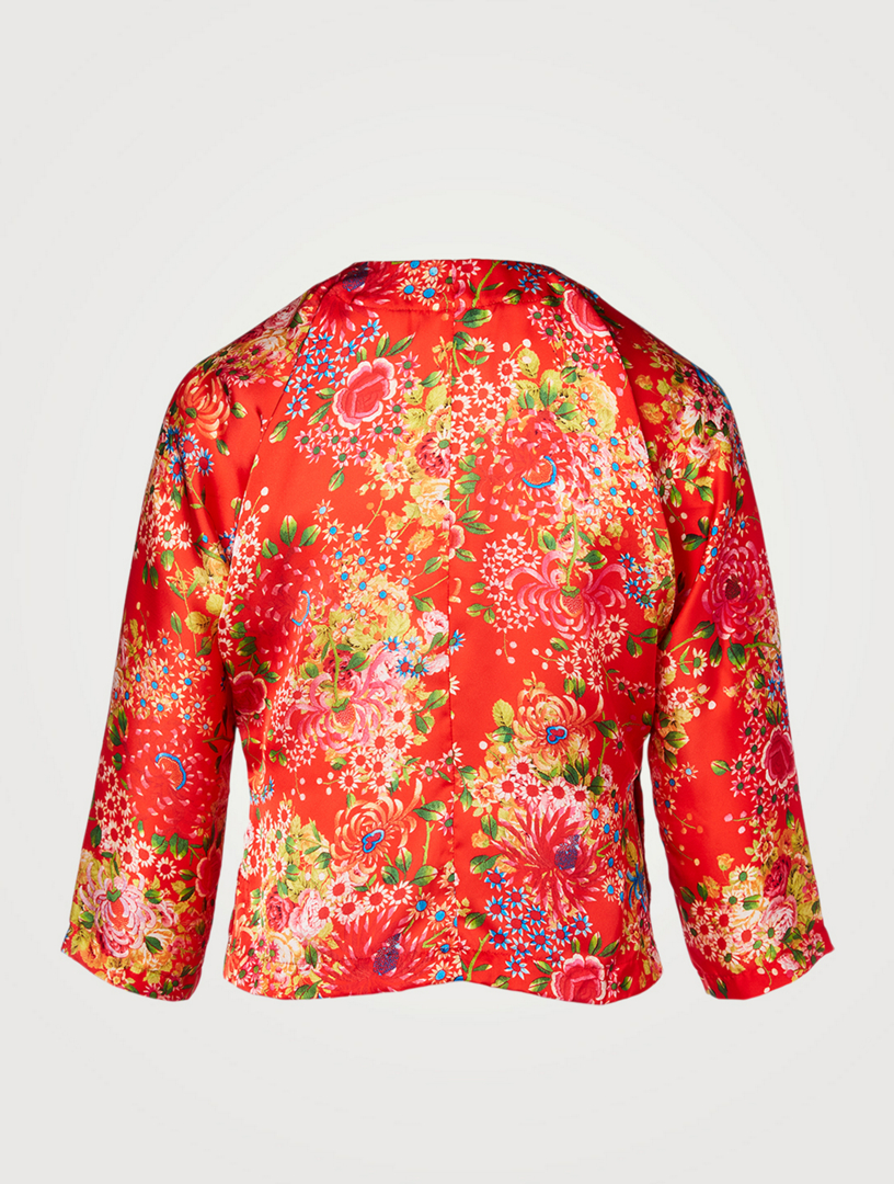 Chiffon Satin Top Floral Print
