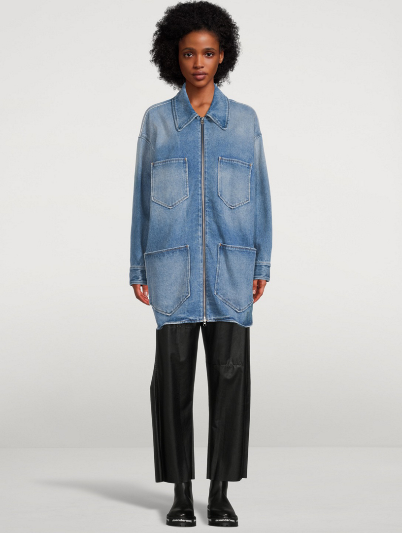 Long Zipped Denim Jacket