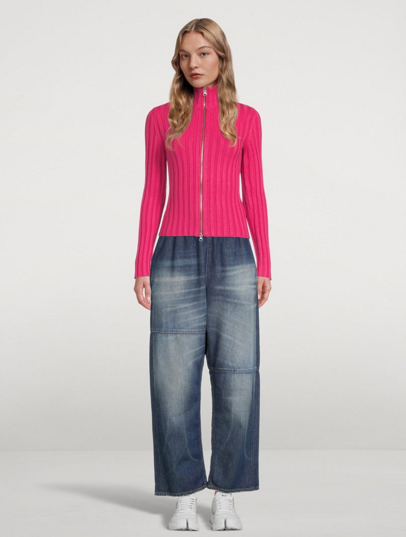 MM6 MAISON MARGIELA Ribbed Knit Zipped Sweater | Holt Renfrew