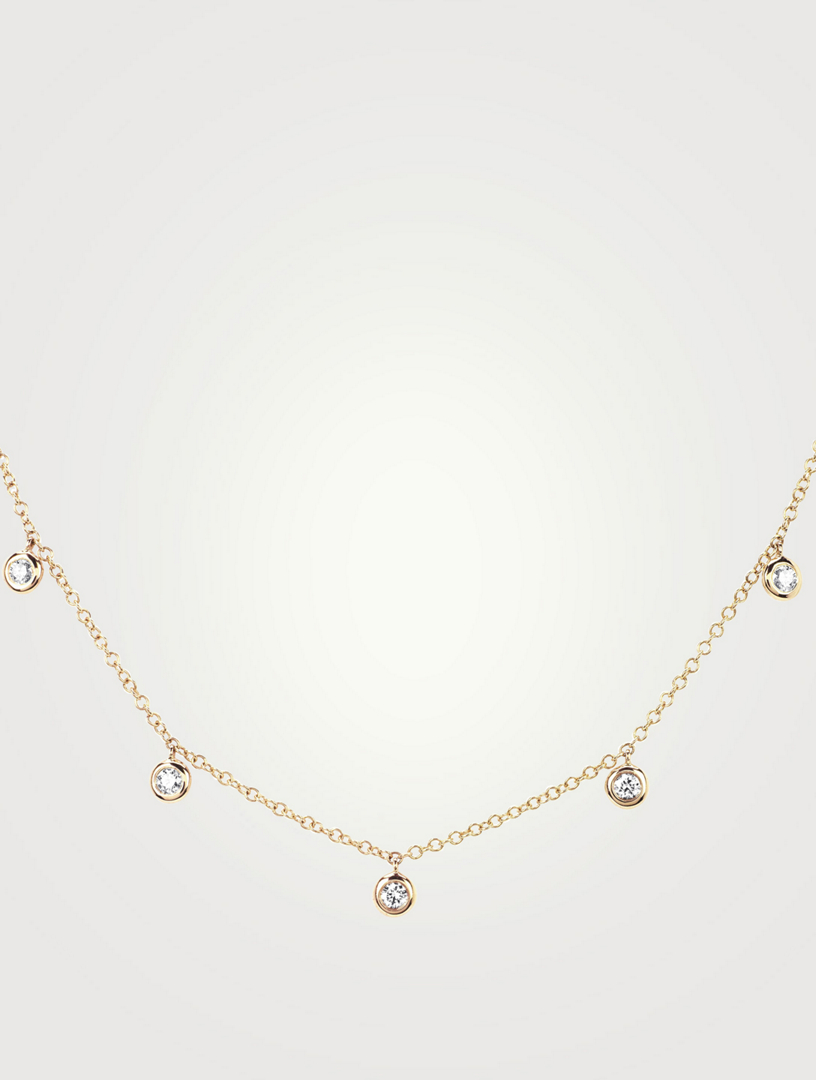 14K Gold Choker Necklace With Diamonds