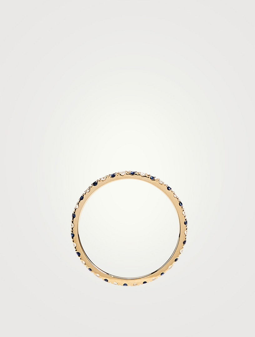 14K Gold Eternity Ring With Diamonds And Sapphire