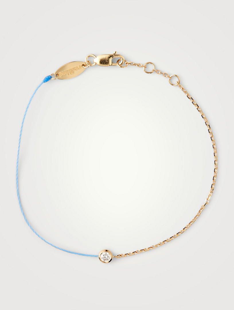 Pure 18K Gold String-Chain Bracelet With Diamond