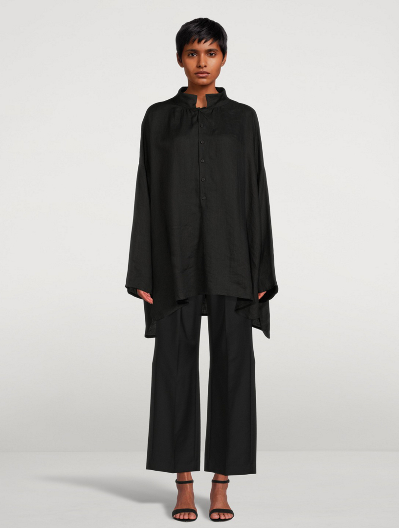 Linen A-line Long Shirt