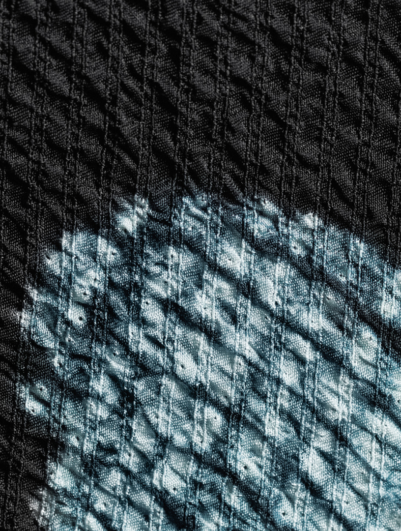 Silk Collarless Shirt With Shibori Disc Detail