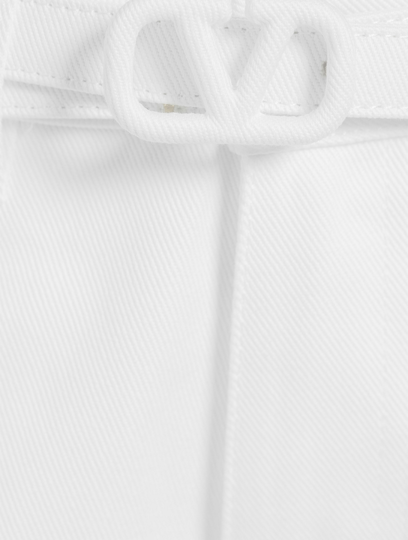 High-Waisted Cropped Jeans With VLOGO Belt