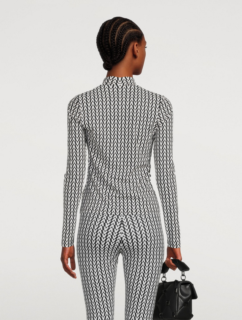 Jersey Long-Sleeve Top V Print