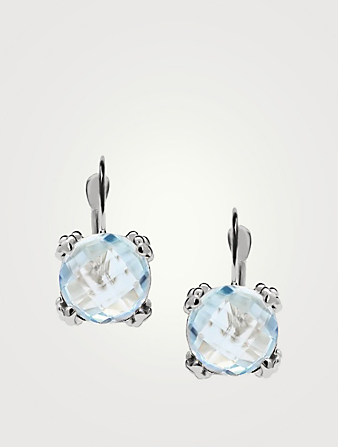Dew Drop Silver Cluster Earrings With Blue Topaz