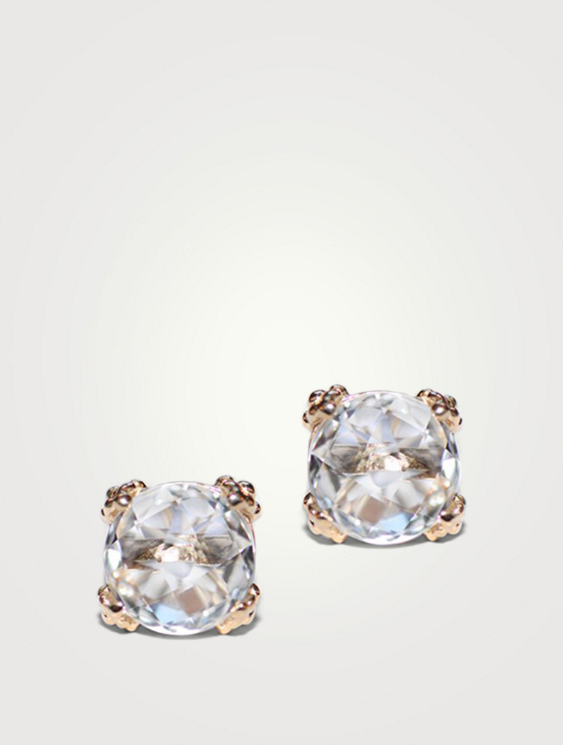 Dew Drop Gold Cluster Earrings With White Topaz