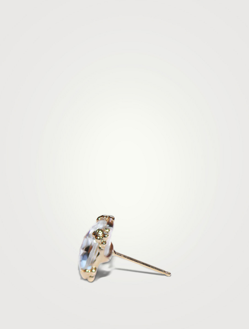 Dew Drop Gold Cluster Earrings With White Topaz