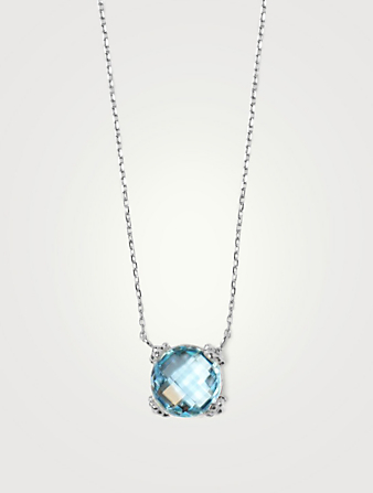 Mini Dew Drop Silver Cluster Necklace With Blue Topaz